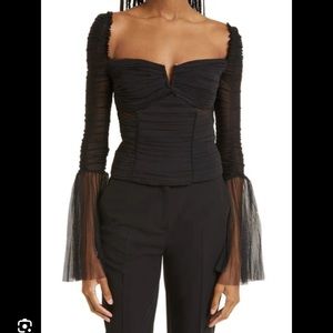 SELF PORTRAIT black long sleeve mesh top